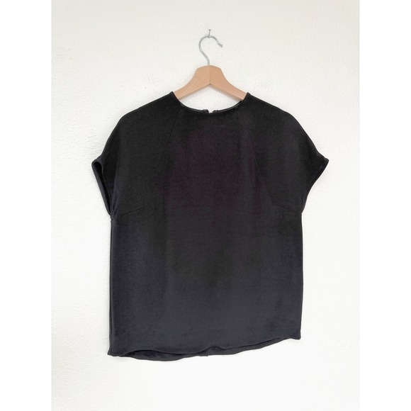 COS Tops - COS Black Short Sleeve Blouse Back Zip Crew Neck Minimalist Top Size 4